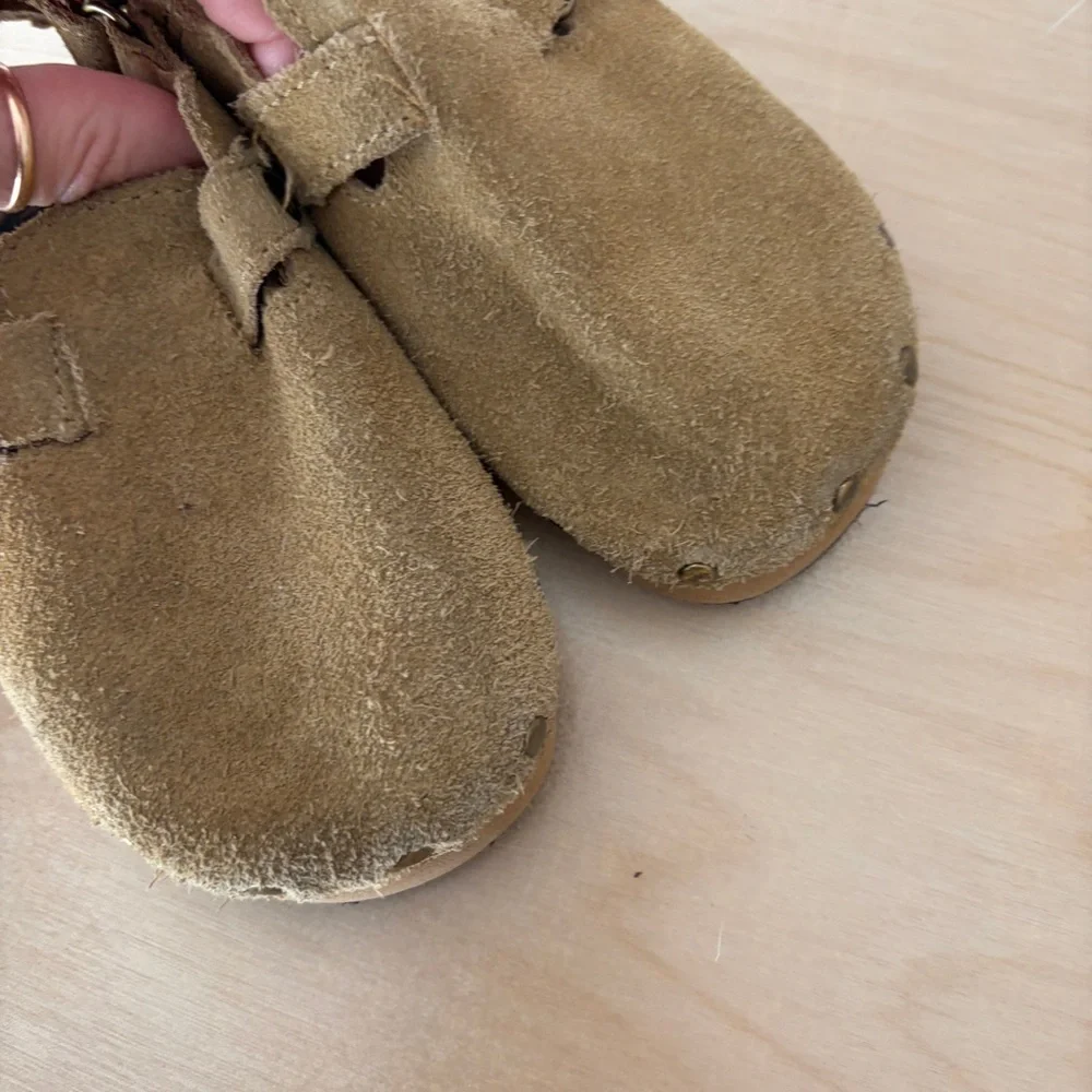 Zara kids toddler 24 suede clogs sandals mules with ankle strap